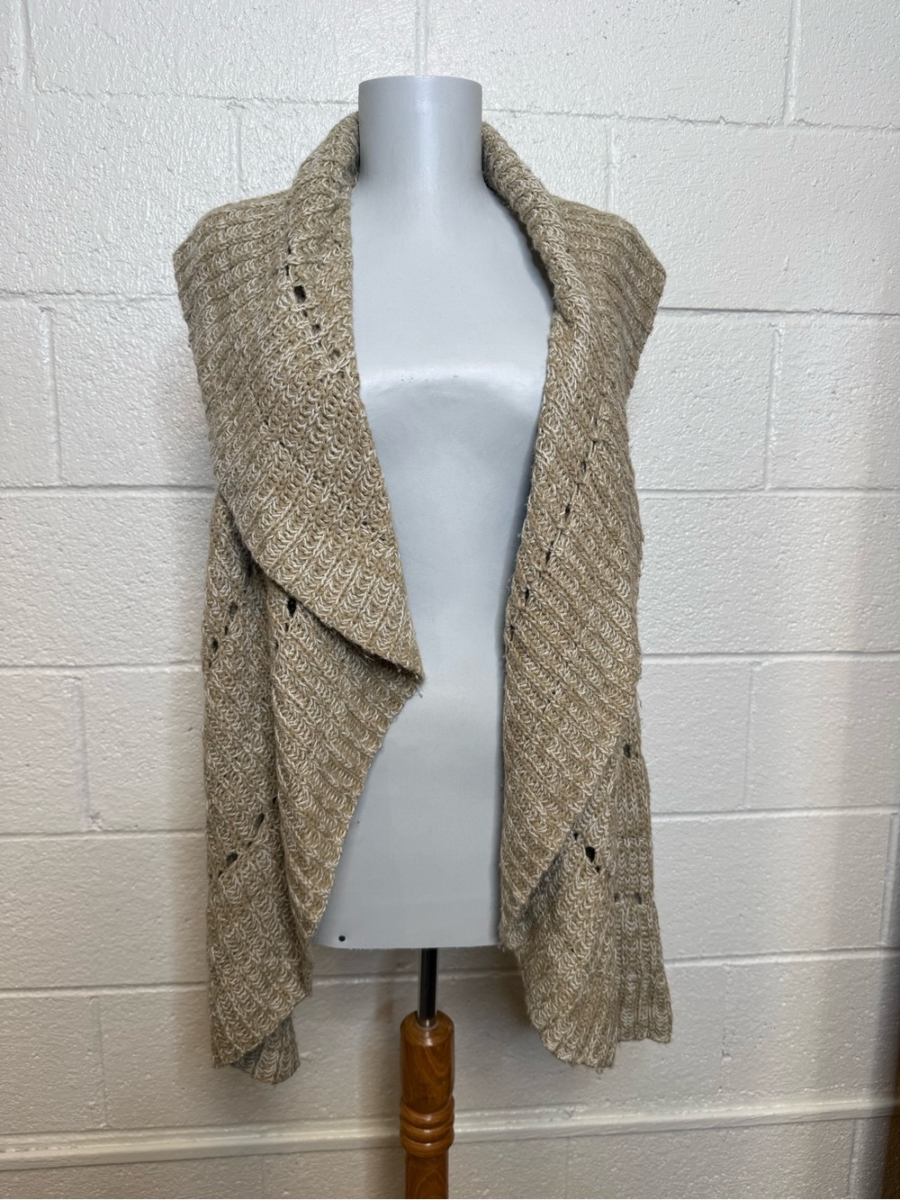 Apt. 9 Open-Front Draped Knit Cardigan in Taupe